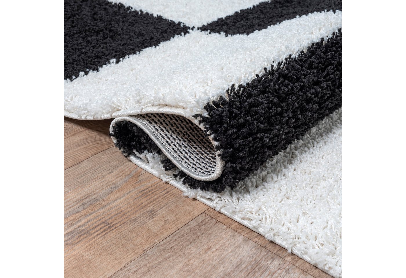 Sanat Hochflor-Teppich Milano 1250, auch als Läufer, rechteckig, Höhe: 30 mm, Hochflor, Shaggy, Karo, Wohnzimmer, Schlafzimmer Bild 4