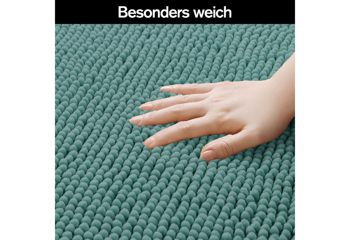 OTTO home Badematte Vanessa Chenille Standard, Badvorleger, Badezimmer, Duschvorleger, Höhe 15 mm, rutschhemmend beschichtet, schnell trocknend, strapazierfähig, fußbodenheizungsgeeignet, Polyester, rechteckig, Uni Farben, besonders weich