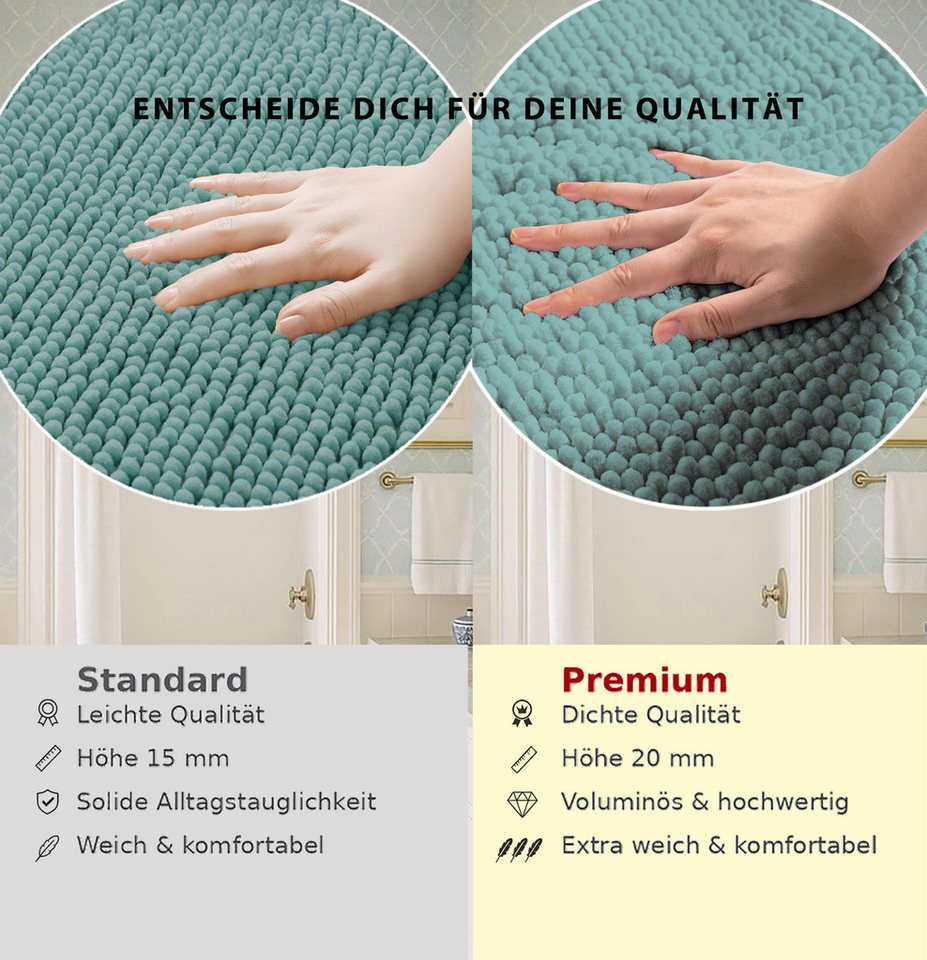 OTTO home Badematte Vanessa Chenille Standard, Badvorleger, Badezimmer, Duschvorleger, Höhe 15 mm, rutschhemmend beschichtet, schnell trocknend, strapazierfähig, fußbodenheizungsgeeignet, Polyester, rechteckig, Uni Farben, besonders weich Bild 2