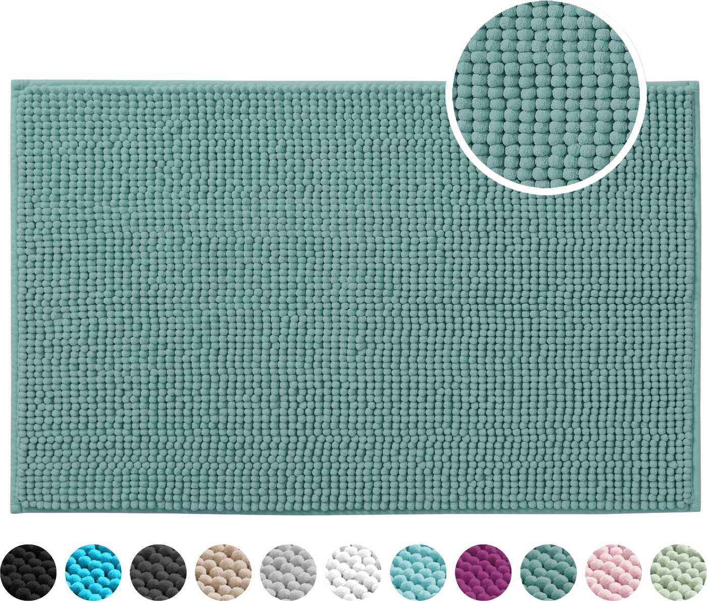 OTTO home Badematte Vanessa Chenille Standard, Badvorleger, Badezimmer, Duschvorleger, Höhe 15 mm, rutschhemmend beschichtet, schnell trocknend, strapazierfähig, fußbodenheizungsgeeignet, Polyester, rechteckig, Uni Farben, besonders weich Bild 4