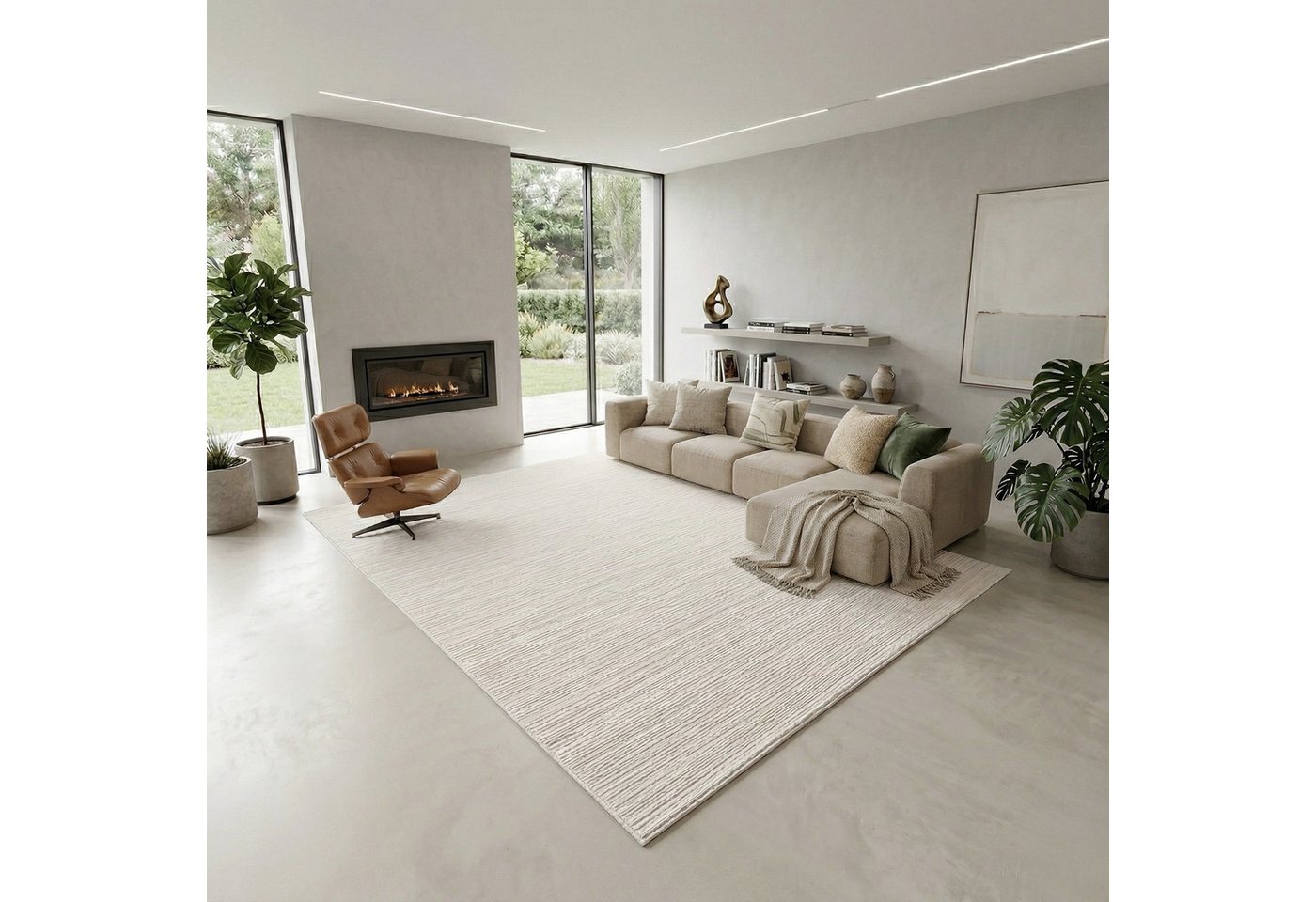Sehrazat Teppich LIMA, auch als Läufer und in RUnd, rechteckig, Höhe: 10 mm, Kurzflor, Linienstruktur, leichter Glanz, Wohnzimmer Bild 2