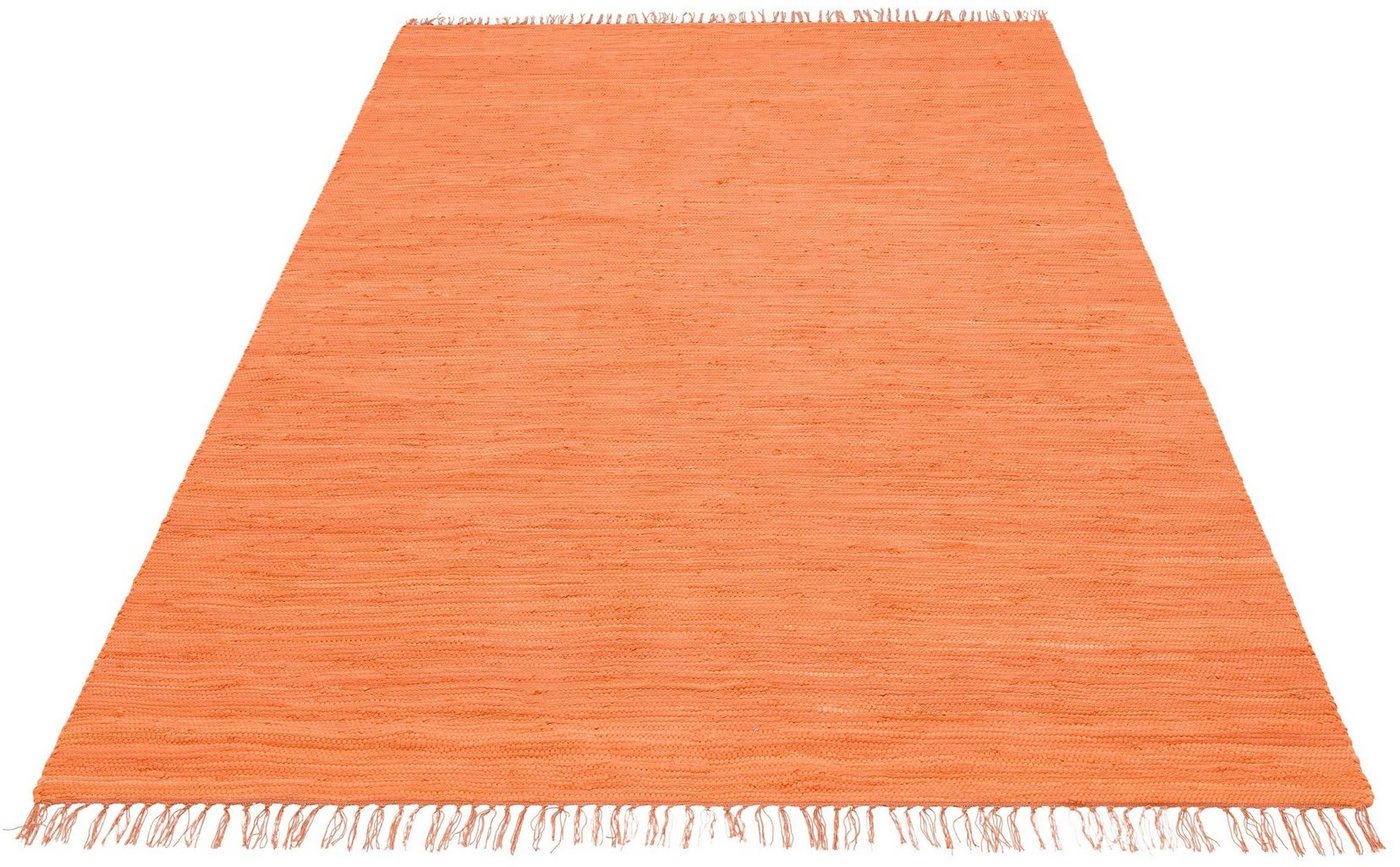OTTO home Teppich Paul, Handwebteppich, rechteckig, Höhe: 5 mm, reine Baumwolle, Uni, handgewebt, Wendeteppich, mit Fransen, Läufer Bild 5
