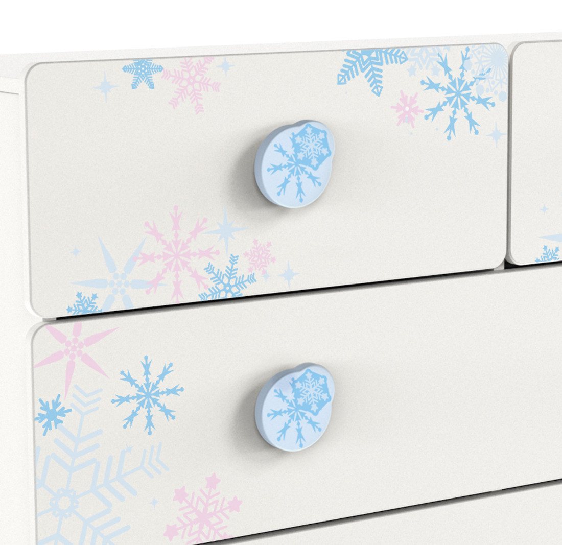 habeig Kinderregal Kinderkommode Schneeflocke 120x78x41cm weiss Sideboard, Made In Frankreich