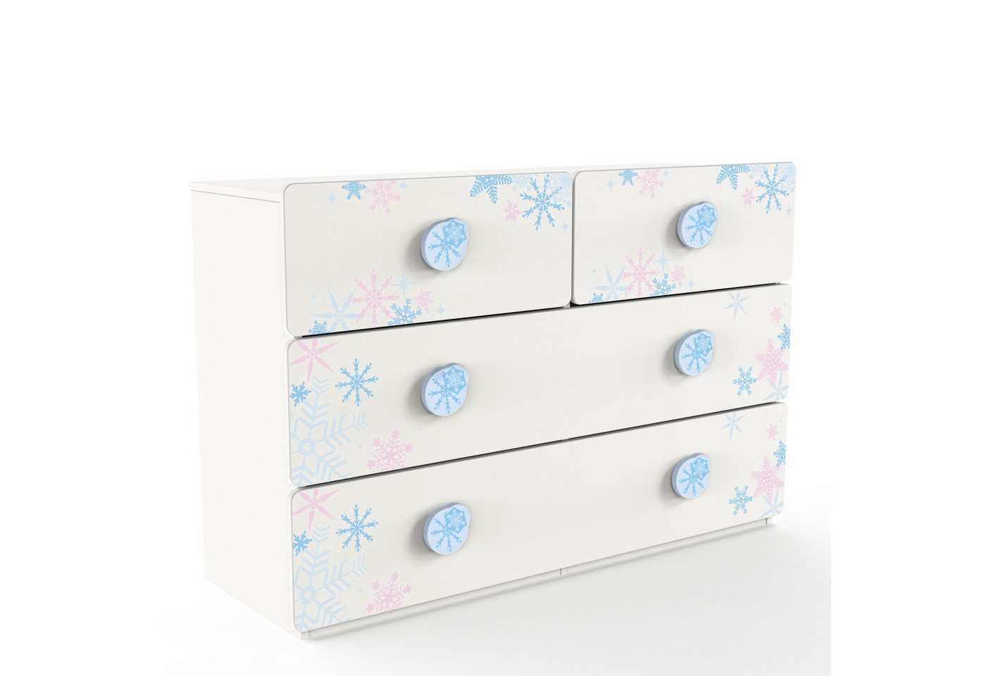 habeig Kinderregal Kinderkommode Schneeflocke 120x78x41cm weiss Sideboard, Made In Frankreich Bild 3