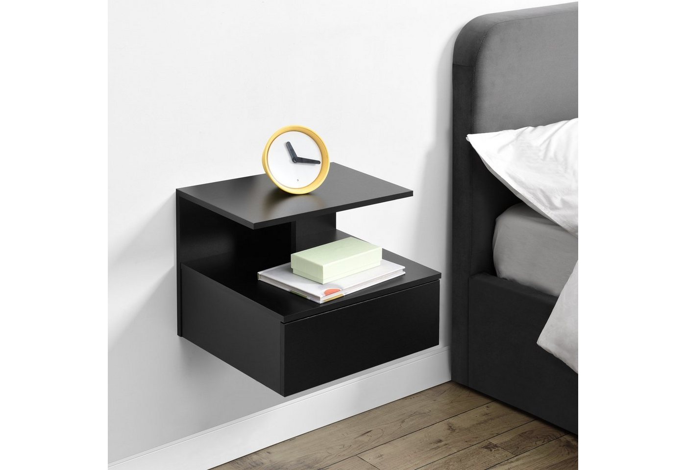 en.casa Wandboard, »Amberg« Nachttisch hängend 40x35x31 cm Schwarz Bild 3
