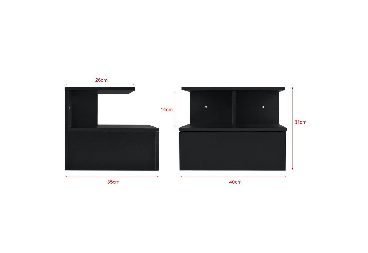 en.casa Wandboard, »Amberg« Nachttisch hängend 40x35x31 cm Schwarz Bild 5
