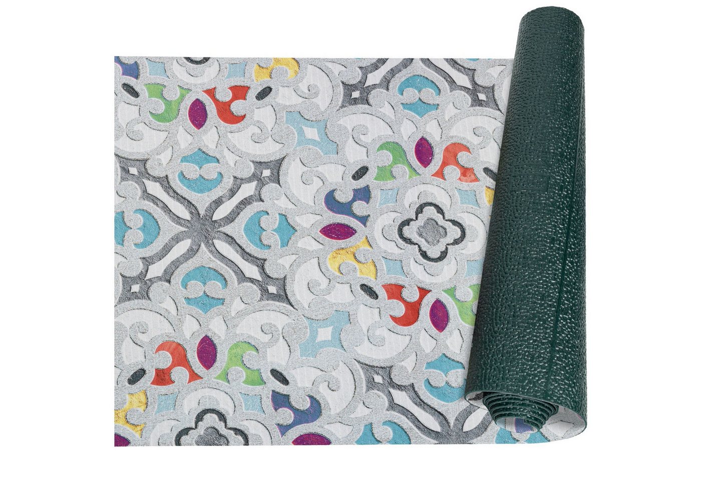 ANRO Küchenläufer GreenLine Teppichläufer Textil, Rechteckig, Höhe: 3 mm, Bodenläufer 100cm Valentina Grau pflegeleicht