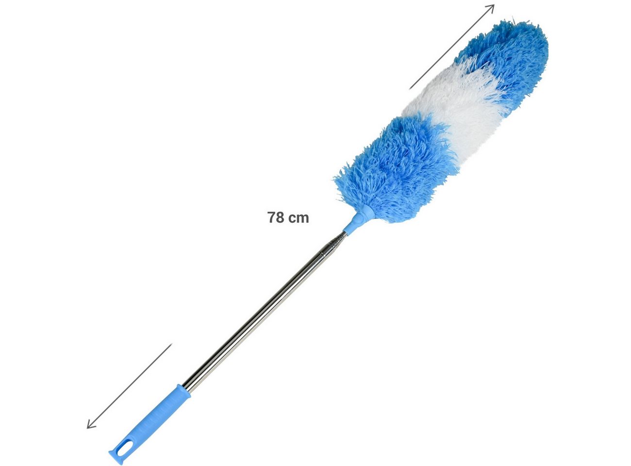 BENSON Staubwedel Flexibler Teleskop-Staubwedel 248 cm Ausziehbar Antistatisch Waschbar (2-St., 1er-Set & 2er-Set & 3er-Set), Ausziehbarer Staubwedel (78–248 cm) aus Edelstahl mit flexiblem Kopf Bild 3