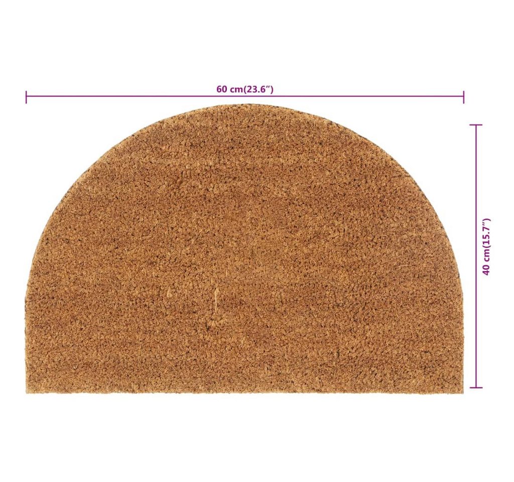 vidaXL Fußmatte Fußmatte Natur Halbrund 40x60 cm Kokosfaser Getuftet, Rechteckig, Höhe: 1.6 mm Bild 3