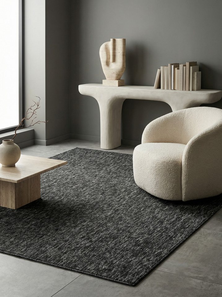 KADIMA DESIGN Teppich AMMER Wohnzimmer Schlafzimmer Waschbar Wohnzimmerteppich Esszimmer, Rechteckig, Höhe: 7 mm, Anthrazit, 60x100 cm, Strapazierfähig Waschbar Bild 2