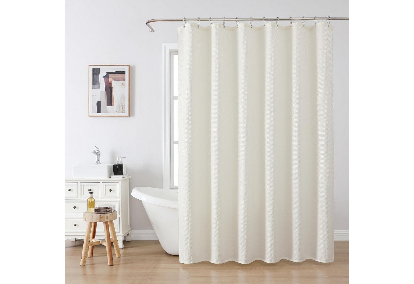 LuxusKollektion Duschvorhang Waffel Duschvorhang Anti Schimmel Badewanne Vorhang Set wasserdicht