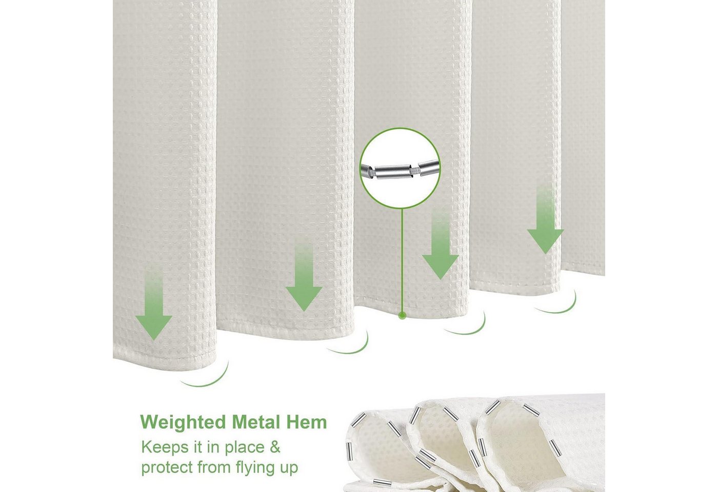 LuxusKollektion Duschvorhang Waffel Duschvorhang Anti Schimmel Badewanne Vorhang Set wasserdicht Bild 2