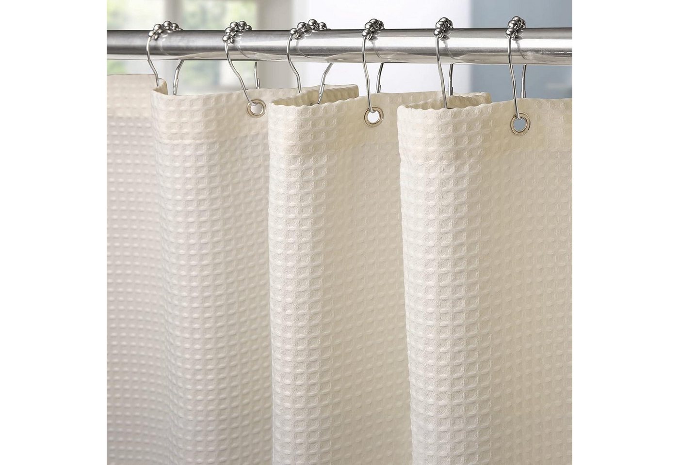 LuxusKollektion Duschvorhang Waffel Duschvorhang Anti Schimmel Badewanne Vorhang Set wasserdicht Bild 3