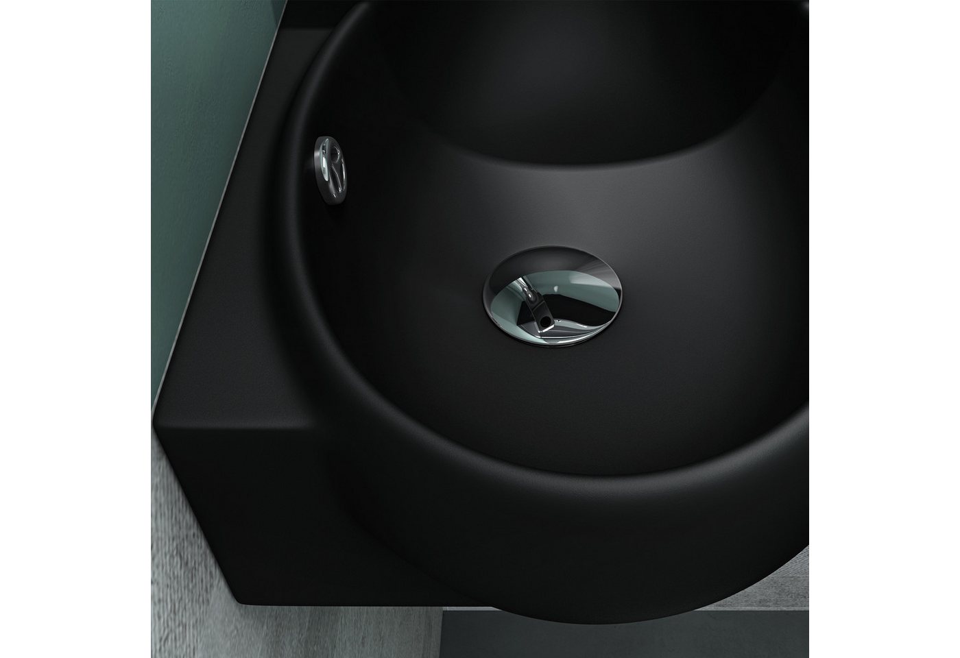 Mai & Mai Waschbecken Eckwaschbecken Waschbecken Gäste WC Badezimmer Br001L, ovale Form,mit Armaturenloch und DIN-Ablauf Bild 2
