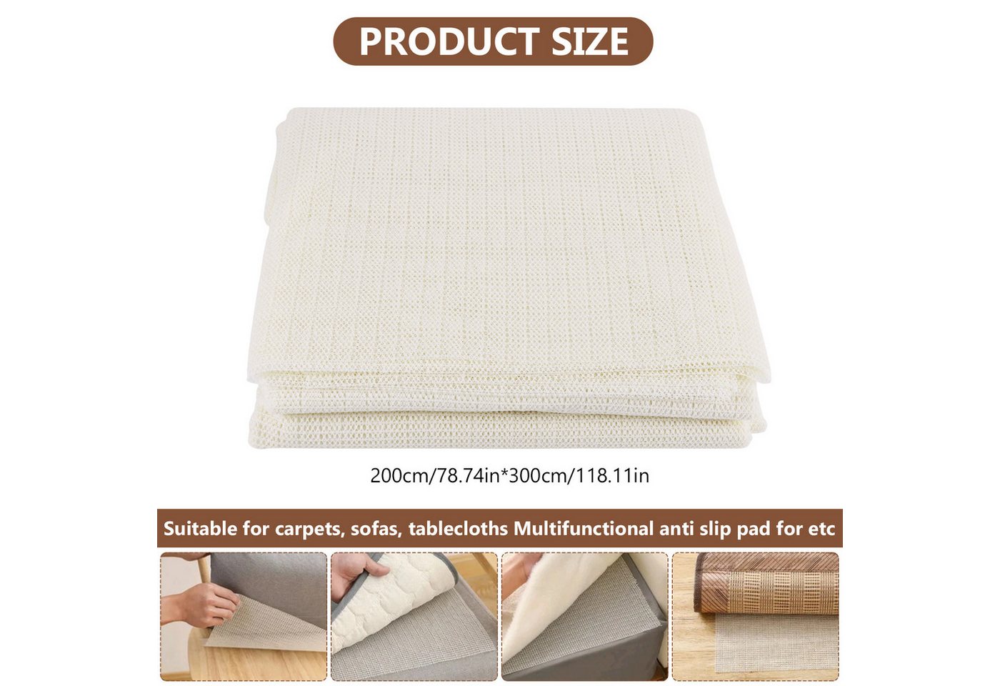 BlingBin Antirutsch Teppichunterlage Zuschneidbare universale Antirutschmatte 200 × 300 cm, (2er Set, 2-St., 200*300cm), rutschfeste Unterlage für Teppiche,Tischoberflächen und Autokofferraum Bild 3