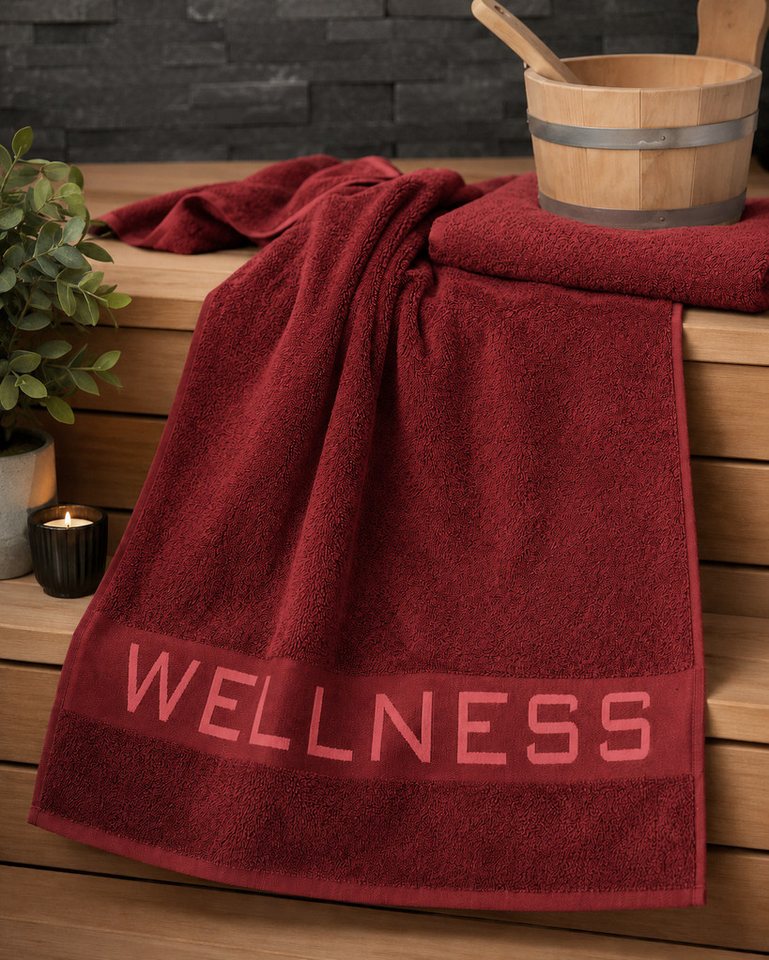 heimtexland Saunatuch Wellness Sauna Handtuch Badetuch Walkfrottier, Walkfrottee (Stück, 1-St), Jacquard Bordüre, weich und saugstark, Duschtuch, 70x180 cm