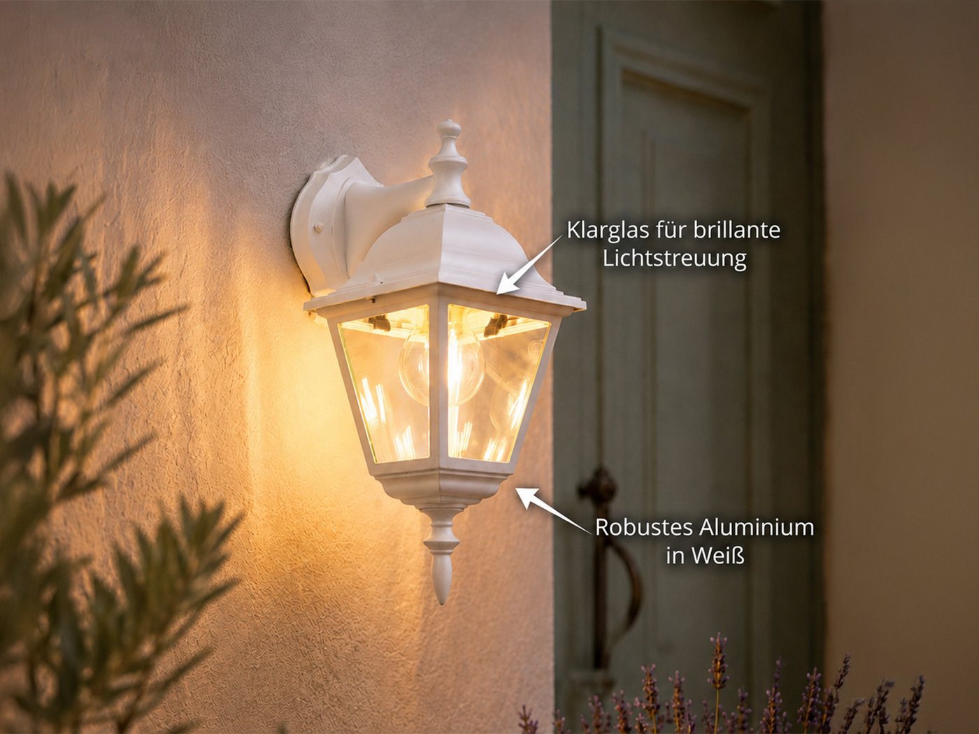 TRIO Leuchten LED Außen-Wandleuchte Landhausstil Laterne hängend Höhe 34cm, LED wechselbar, warmweiß, Außenleuchte zur Fassadenbeleuchtung, E27 Außenlampe Wand-Laterne