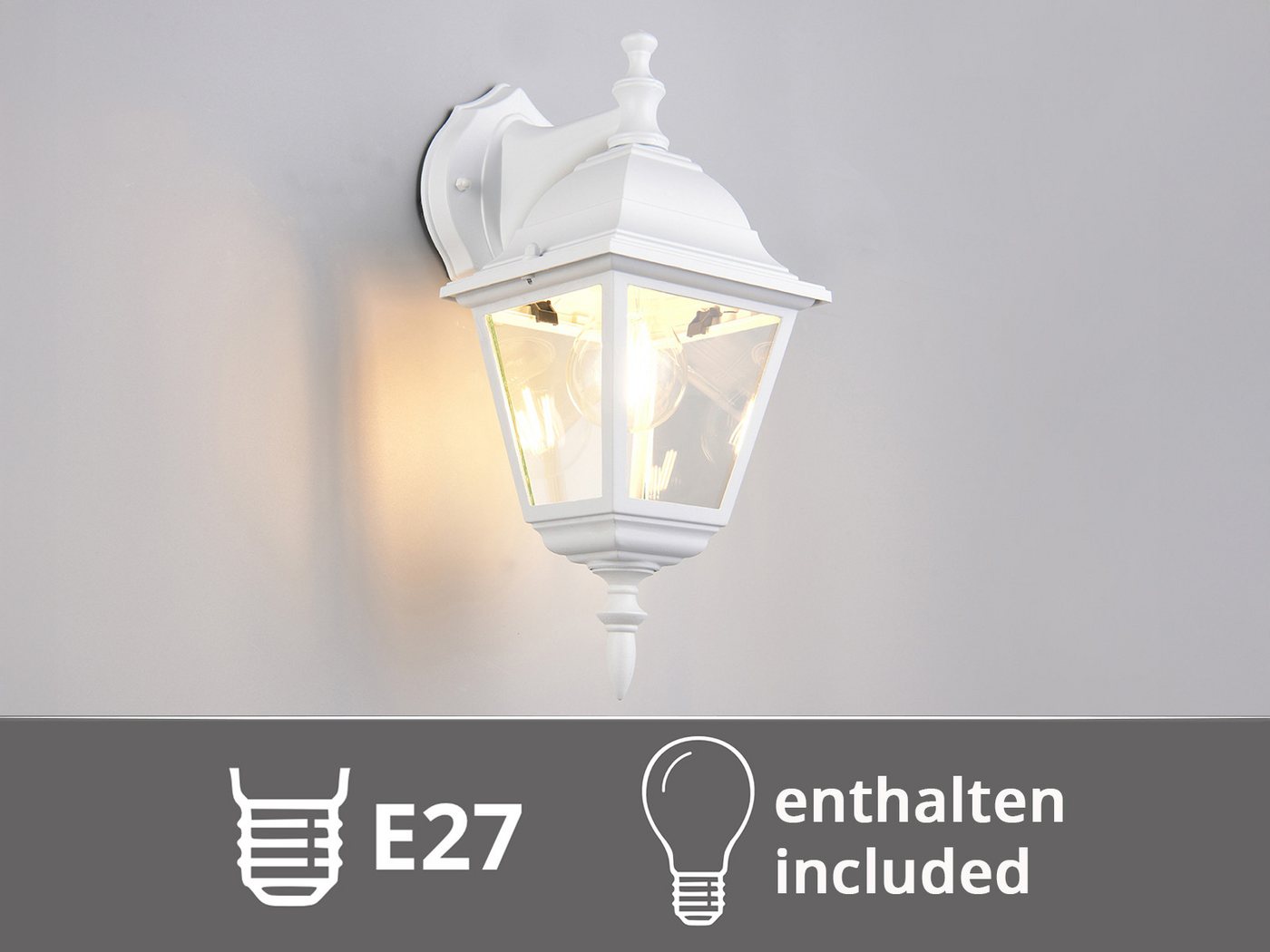 TRIO Leuchten LED Außen-Wandleuchte Landhausstil Laterne hängend Höhe 34cm, LED wechselbar, warmweiß, Außenleuchte zur Fassadenbeleuchtung, E27 Außenlampe Wand-Laterne Bild 2