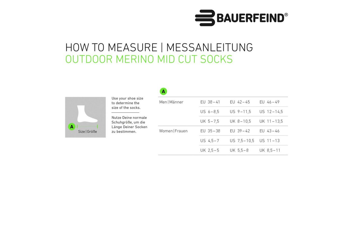 Bauerfeind Sportsocken Outdoor Merino Mid Cut Socks mit hohem Anteil an Merinowolle, atmungsaktiv, wärmend Bild 2
