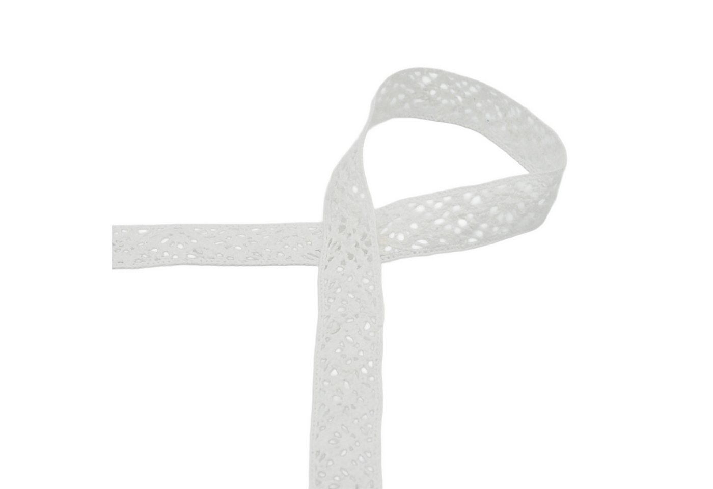 maDDma Spitzenband Baumwollspitze 3m x 20mm Zierband Häkelborte Klöppelspitze Dekospitze, weiß