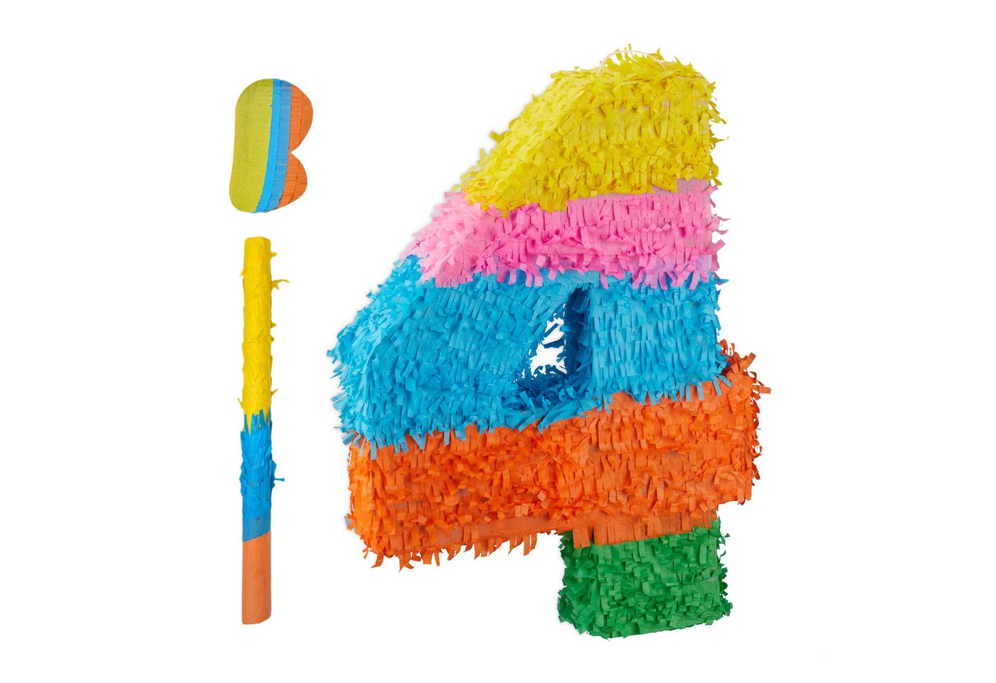 relaxdays Pinata Zahl mit Stab und Maske, 4