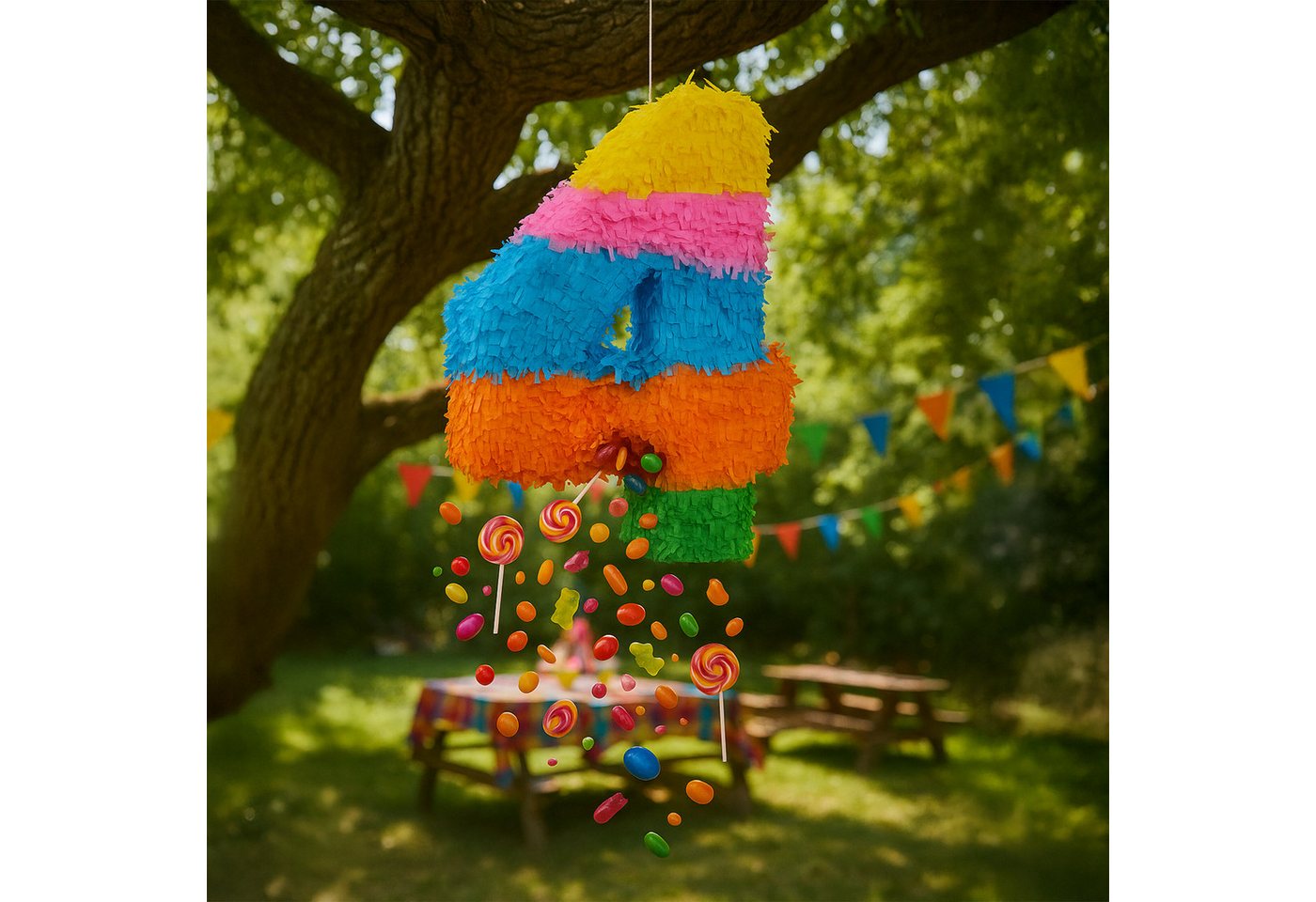 relaxdays Pinata Zahl mit Stab und Maske, 4 Bild 2