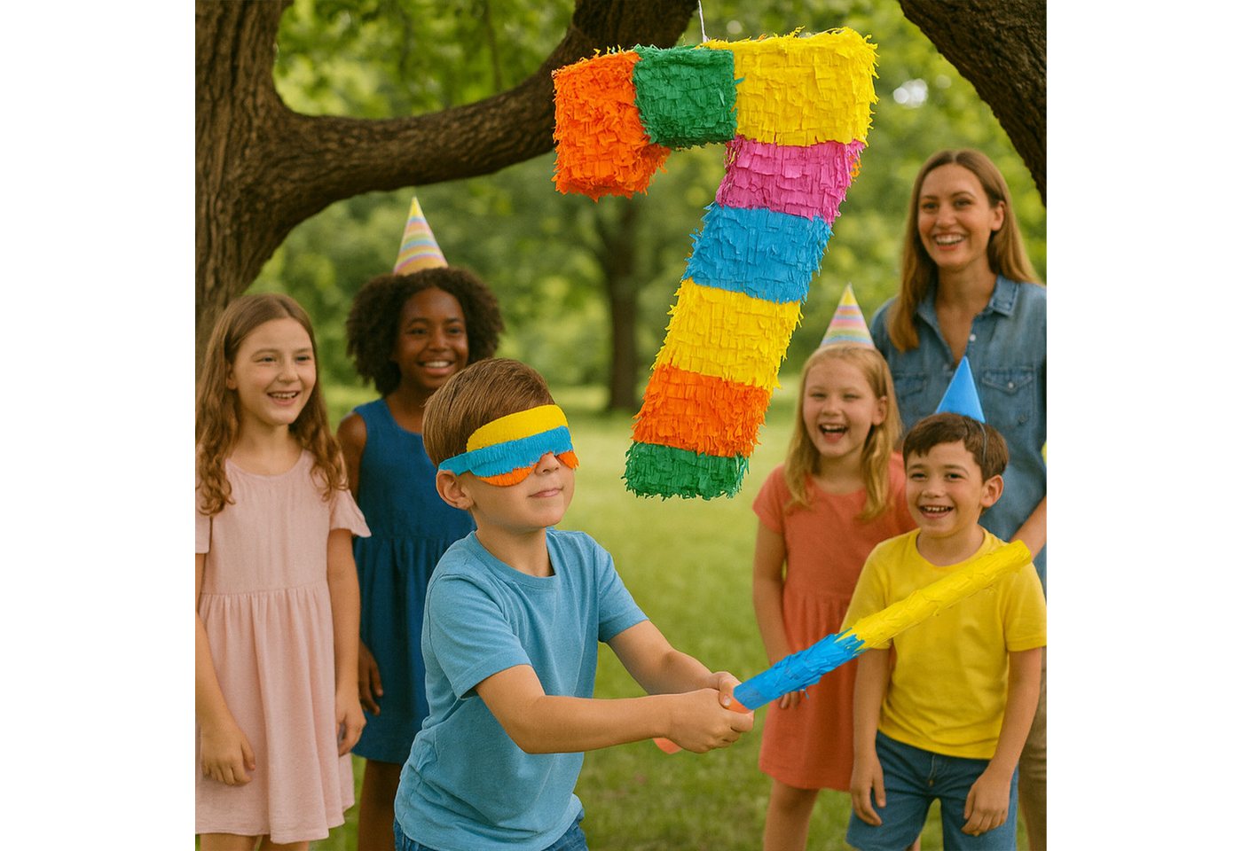 relaxdays Pinata Zahl mit Stab und Maske, 4 Bild 3