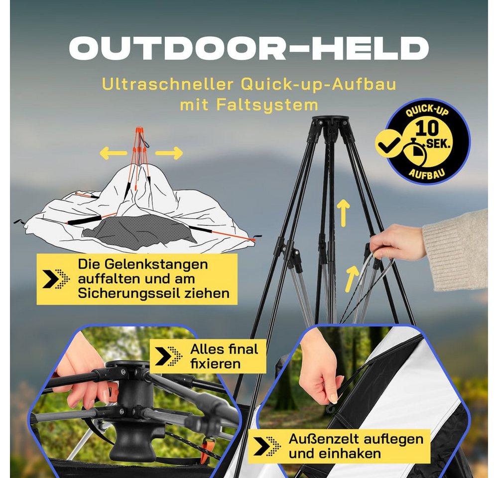Lumaland Wurfzelt Pop Up Zelt für 6 Personen, Wurfzelt mit 10 Sek. Quick-Up Aufbau, (19 tlg), Wetterfestes Camping Zelt mit Kühl- & Verdunklungseffekt Bild 3