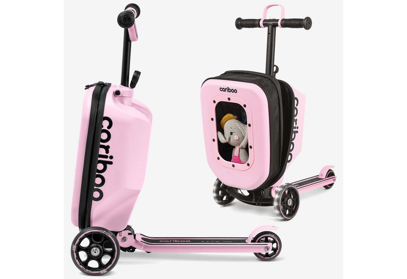 Cariboo Tretroller Kinderroller Koffer 2in1 CARIBOO ITRAVEL Handgepäck bis 50kg