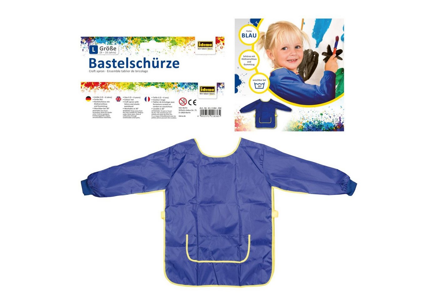 Idena Malschürze Idena 611187 - Bastelschürze für Kinder von 9 bis 10 Jahren mit langen