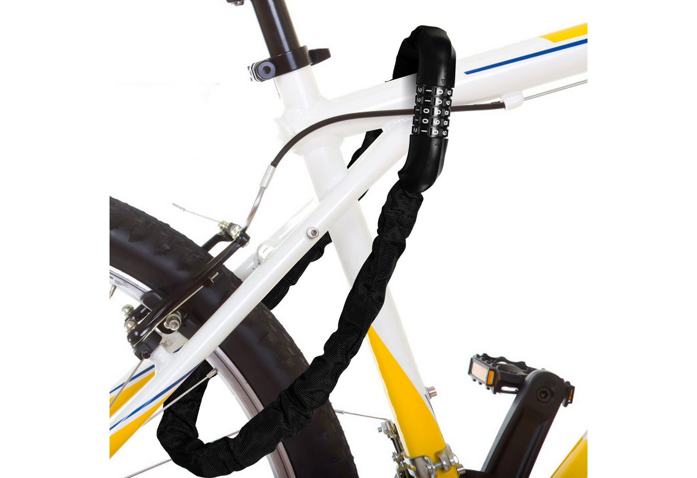 SunJas Kettenschloss Zahlenkettenschloss Zahlenschloss Fahrrad 5-stellig OB001 (6 mm starke Kette aus gehärtetem Stahl sorgt für Sicherheit, 1-tlg., 5-stelliges Zahlen), Zahlenkettenschloss Fahrradschloss Fahrrad Kettenschloss Bild 5