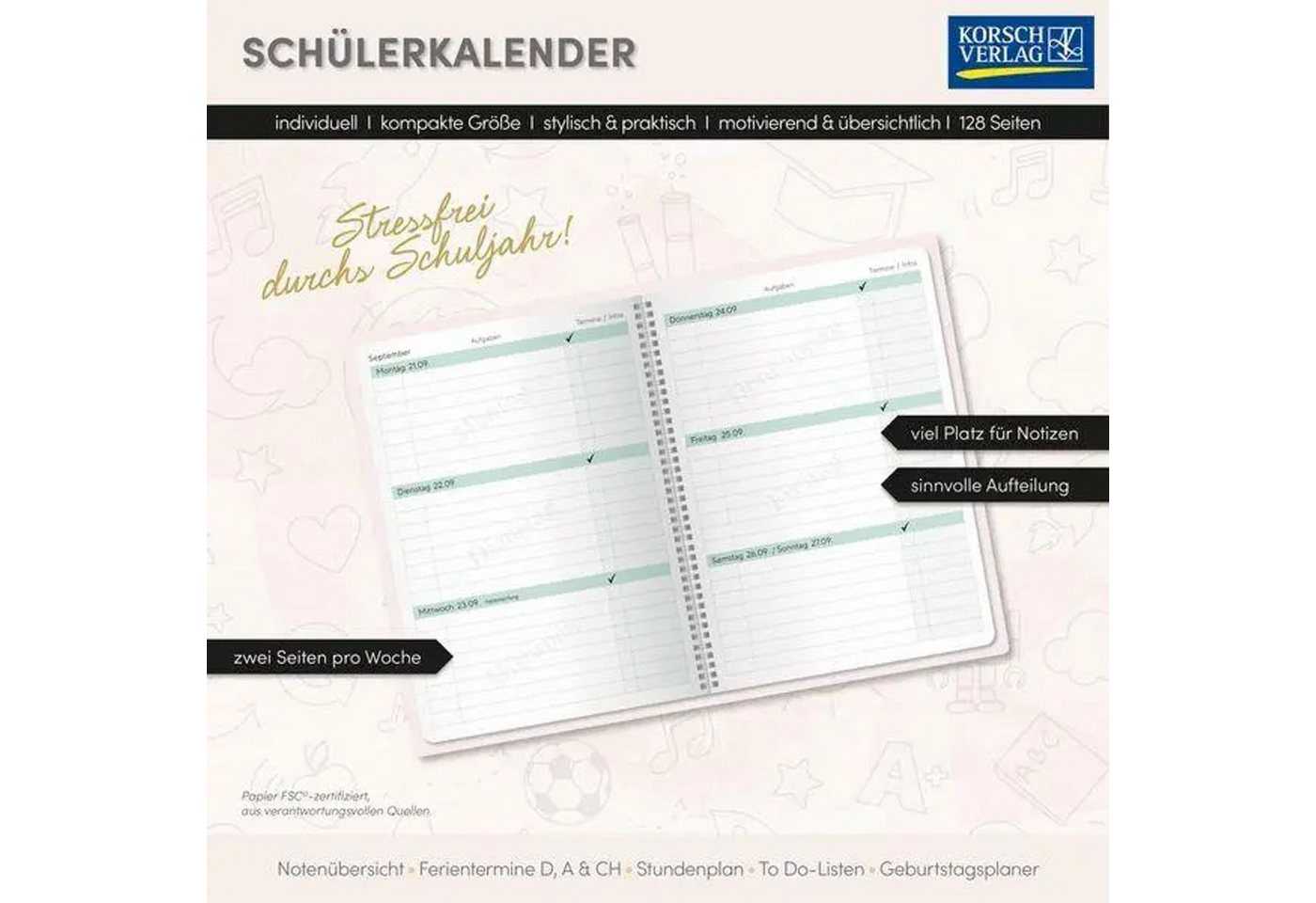 Korsch Verlag Schülerkalender Schülerkalender Mein Jahr 2026/2027