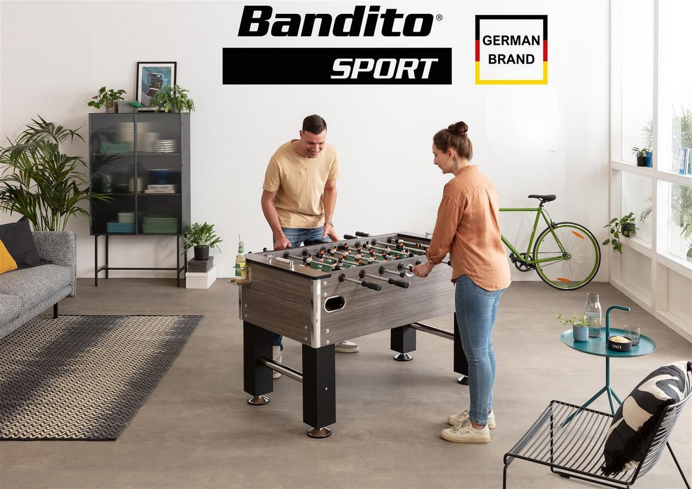 Bandito Kickertisch Tischkicker Profi Soccer Deluxe in holzdekor, 140 x 134 x 88 cm, Tischkicker Kickertisch Bild 3