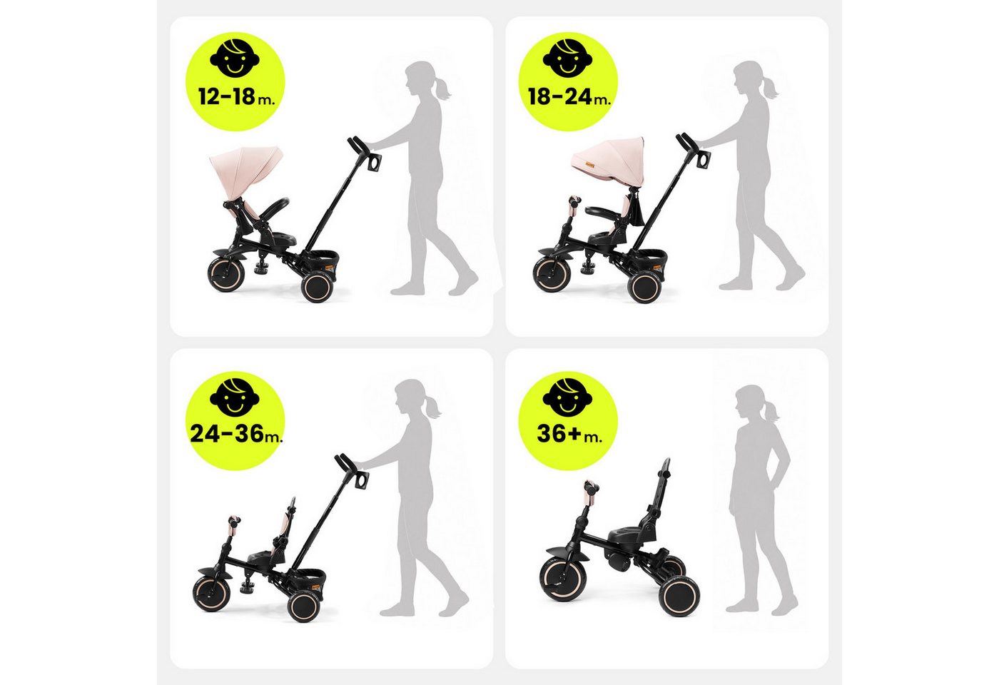 HyperMotion Kinderfahrrad HyperMotion Tobi Timber Dreirad beige, klappbar, ab 1 Jahr, 0 Gang