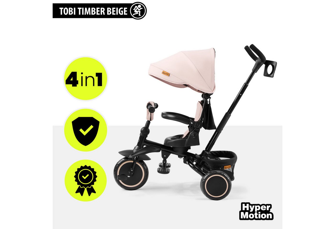 HyperMotion Kinderfahrrad HyperMotion Tobi Timber Dreirad beige, klappbar, ab 1 Jahr, 0 Gang Bild 3