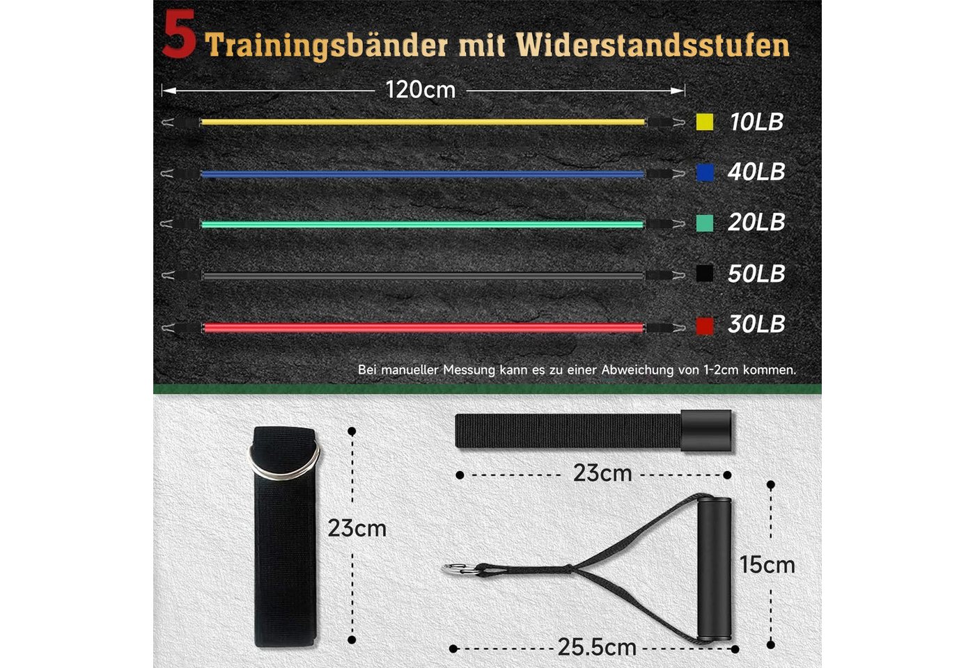 OSTWOLKE Trainingsbänder Fitnessbänder 6 Widerstandsbänder mit Türanker, Griffe, Knöchelriemen, Resistance Bands Set bis 200LBS für Muskelaufbau Krafttraining Yoga Bild 4