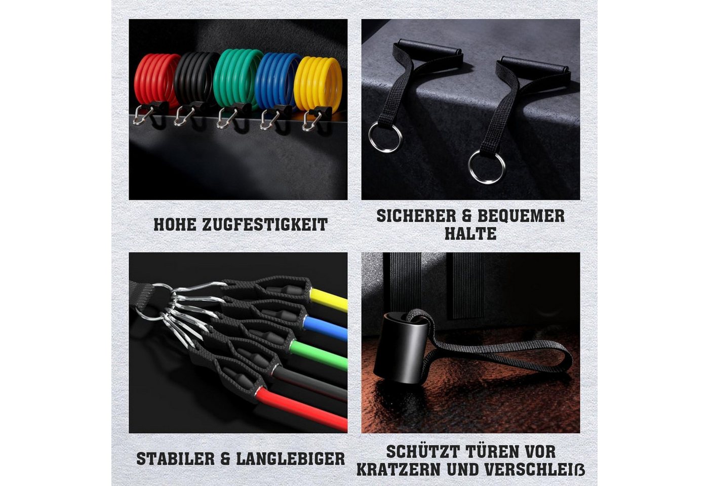 OSTWOLKE Trainingsbänder Fitnessbänder 6 Widerstandsbänder mit Türanker, Griffe, Knöchelriemen, Resistance Bands Set bis 200LBS für Muskelaufbau Krafttraining Yoga Bild 5