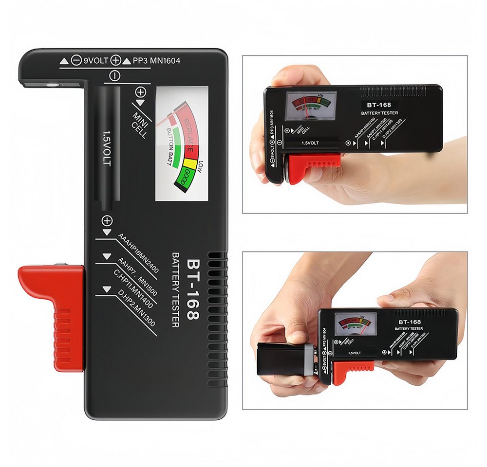 AFKSMILE Spannungsprüfer Batterietester, Anzeige mit Zeiger für AA AAA C D 9V 1,5V Knopfzellen, Akku Batterieprüfgerät ohne Strom,Präzises Batterie Messgerät (BT-168) Bild 2