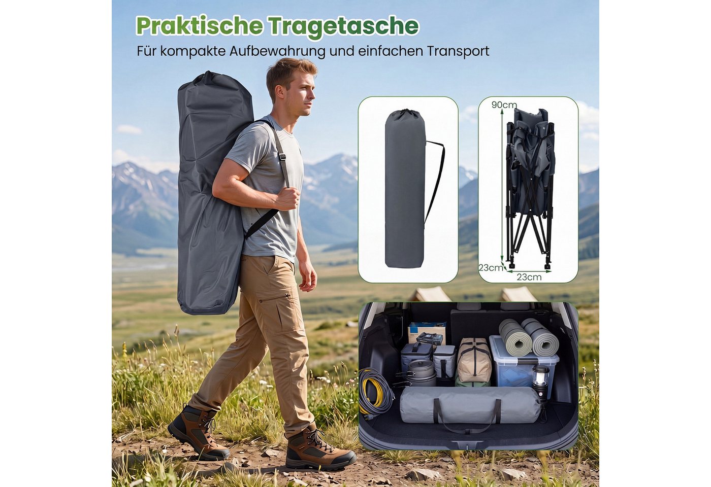 COSTWAY Campingstuhl, Faltbarer Liegestuhl mit Fußstütze, 4-fach verstellbar Bild 5