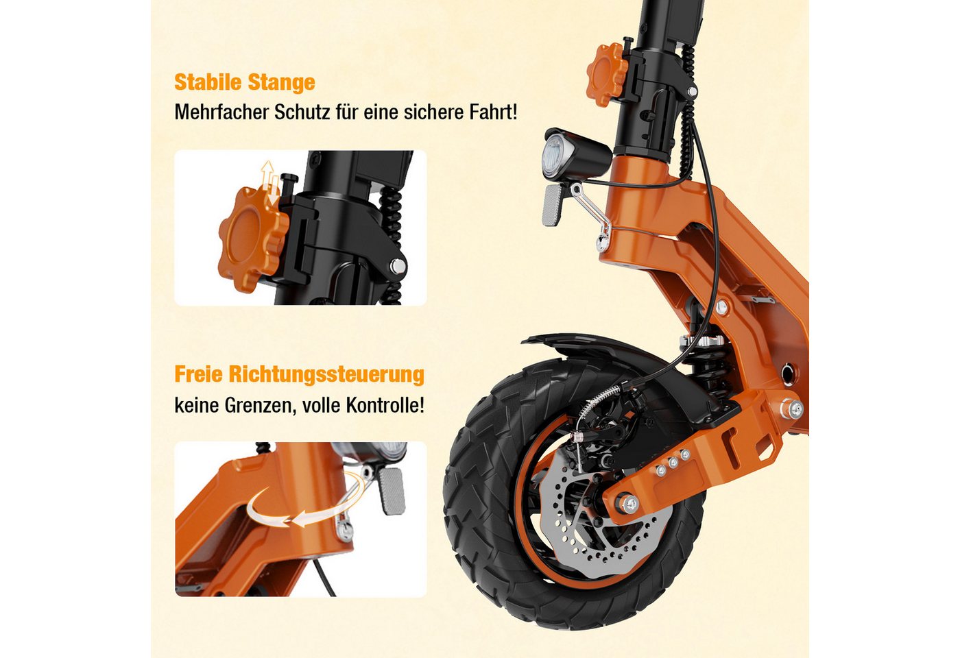 RCB E-Scooter D7/D7PRO ABE,90-120KM Reichweite,10"mit Straßenzulassung Elektroroller, 500,00 W, mit APP