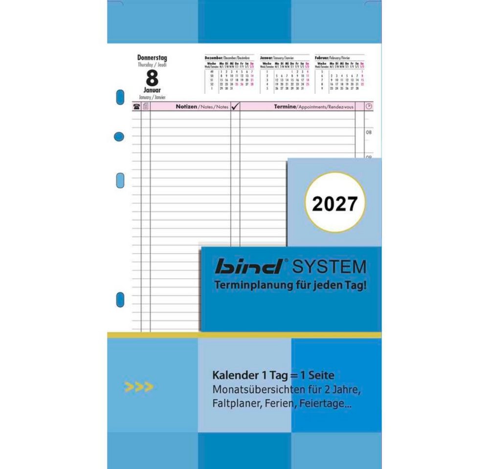JÜSCHA Terminkalender B-5503 bind Kalendereinlage 2027 Tagesplaner A5