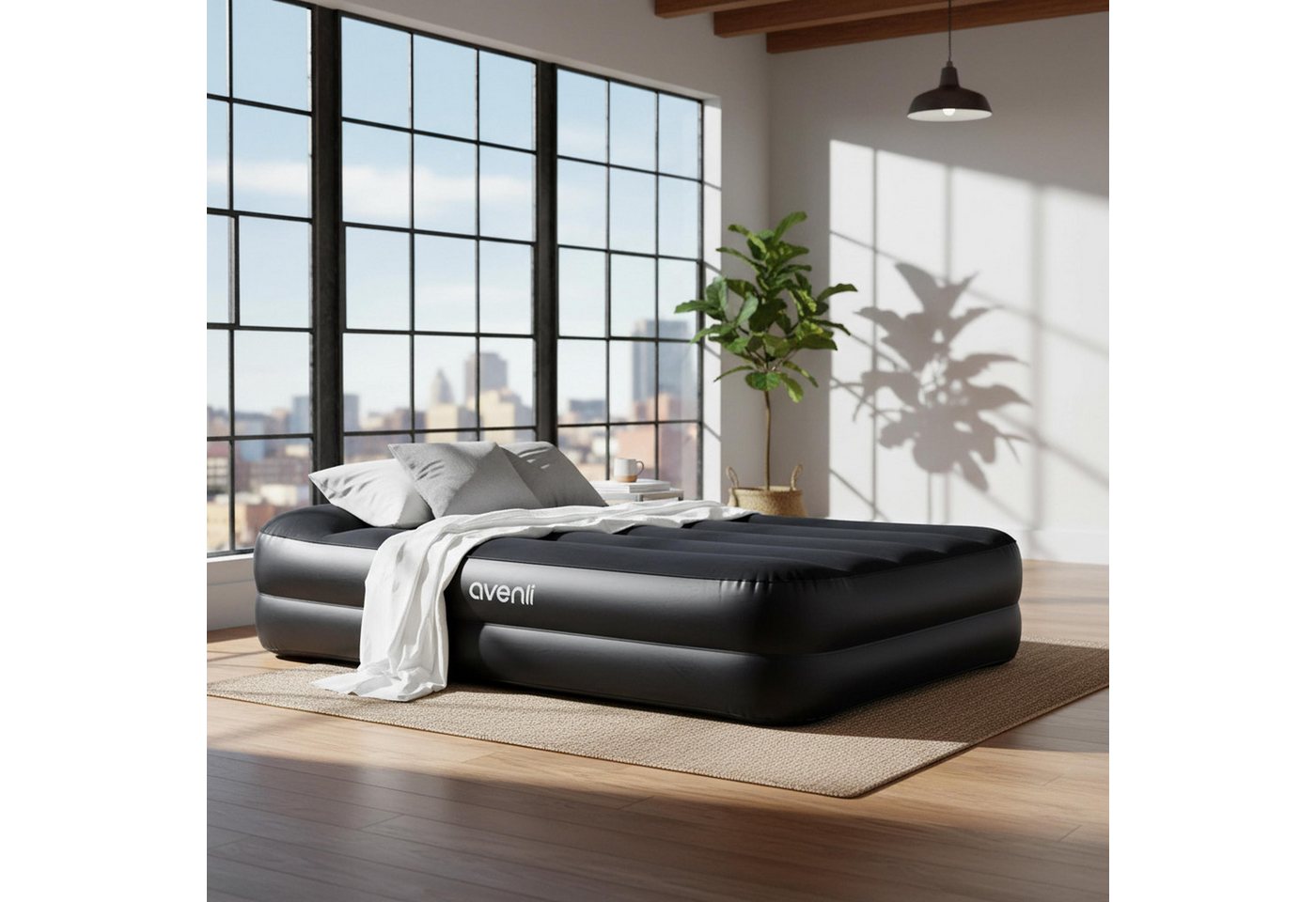 Avenli Luftmatratze Luftbett selbstaufblasend für 1 Person Twin-Size 195x96x46cm, (Gästebett Matratze aufblasbar mit integrierter Elektropumpe, 2-St., Reisebett mit Pumpe & Tragetasche), elektrisch mit weicher beflockter Oberfläche
