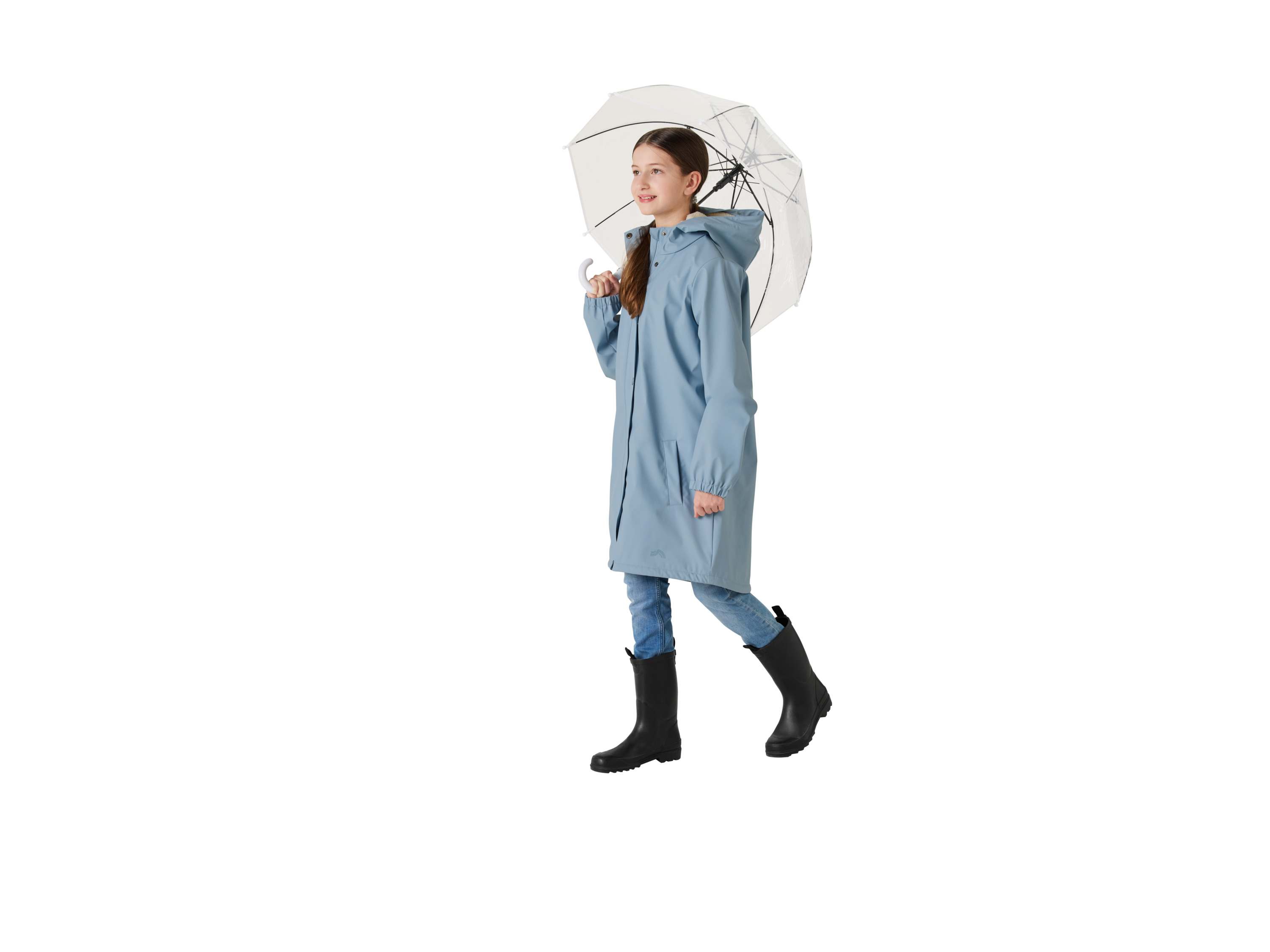 CRIVIT Kinder Thermo-Regenjacke, mit Teddyfutter (Blau, 134/140)