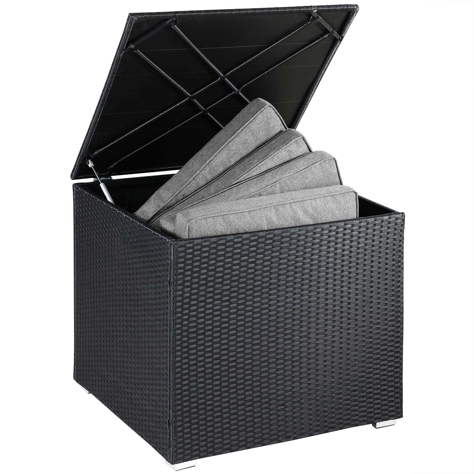 Aufbewahrungsbox Aus Rattan Für Den Außenbereich, Schwarz, 75 X 75 X 70 Cm, Wetterfest