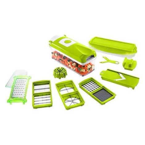 Genius Nicer Dicer Smart (12-teilig) In Grün – Gemüseschneider Für Würfel, Stifte, Scheiben, Streifen Und Spalten – Salatschneider, Mandoline, Gurkenschneider