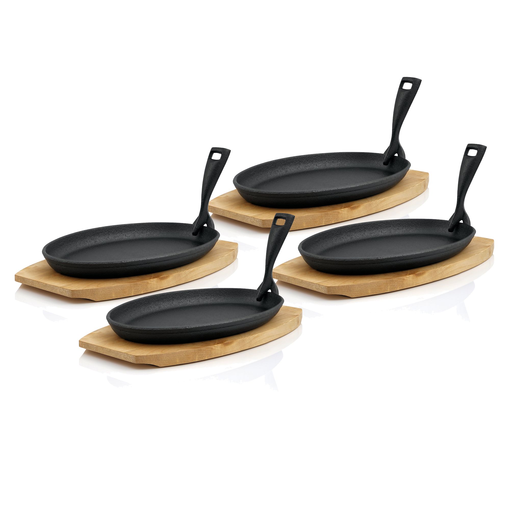 4er Gusseisen Servierpfännchen-set 27 X 18 Cm Blank - Bbq-toro