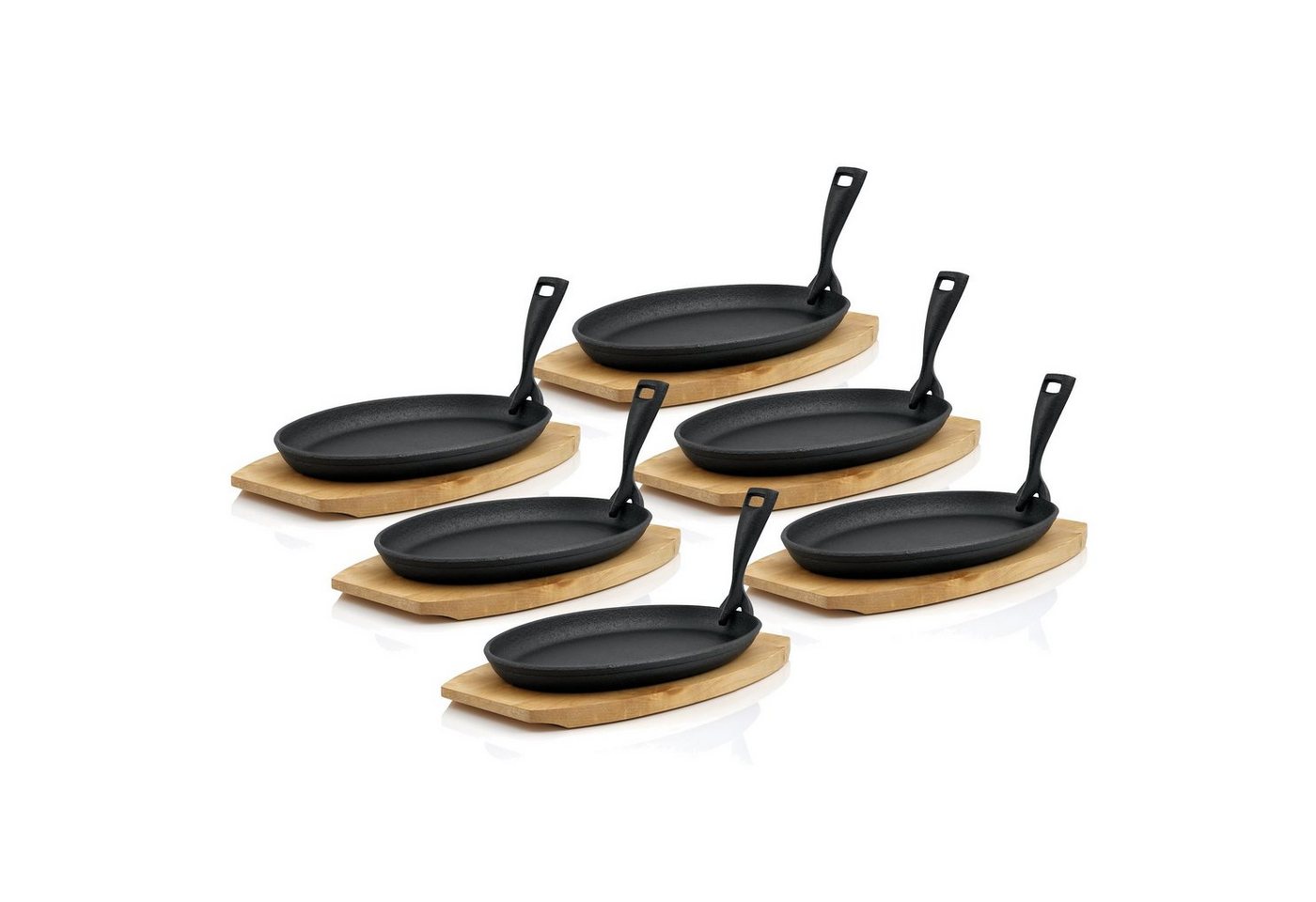 6er Gusseisen Servierpfännchen-set 27 X 18 Cm Blank - Bbq-toro Bild 4