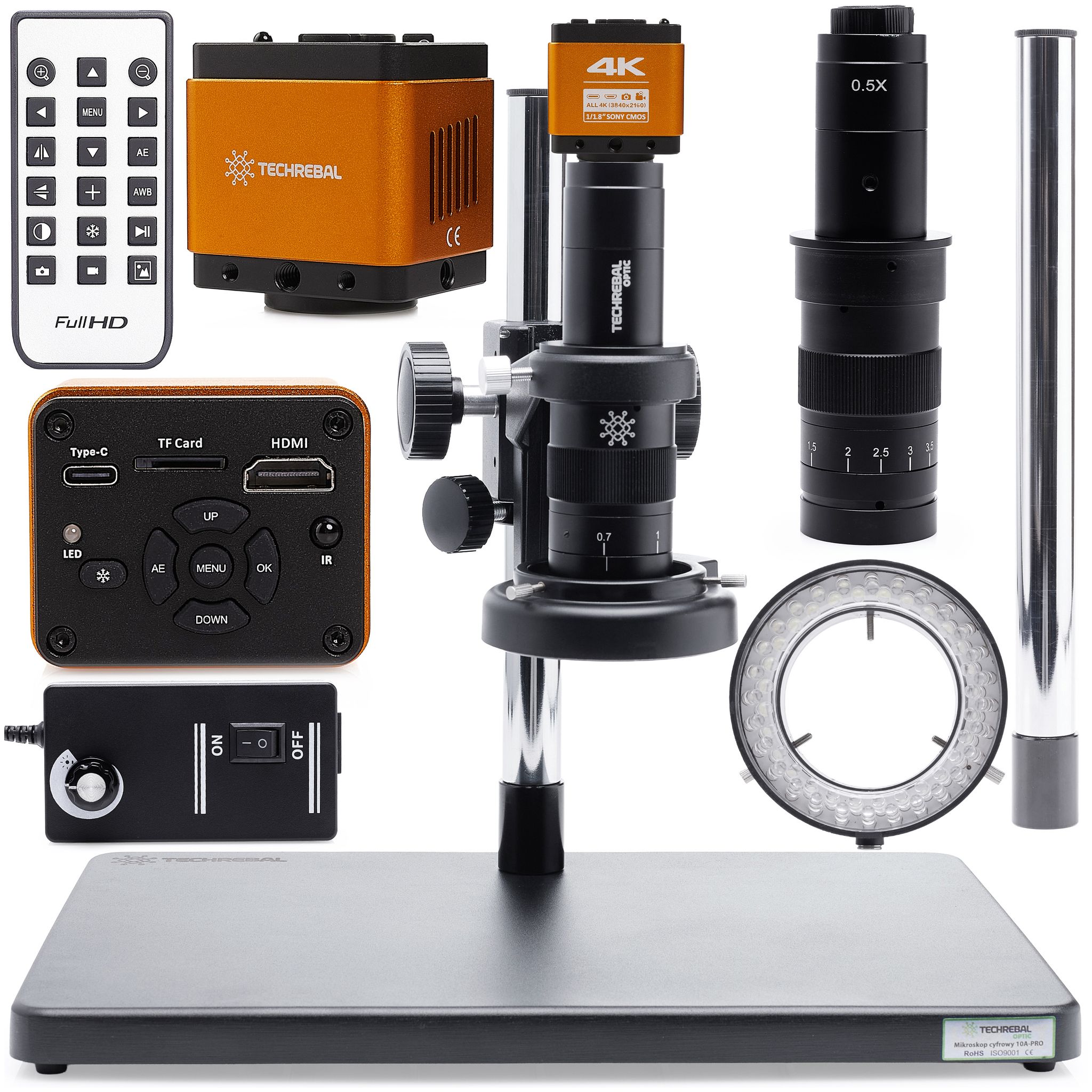 Digitalmikroskop 10a- Solo + Einstellbare Beleuchtung 60xled Kamera Orange Techrebal
