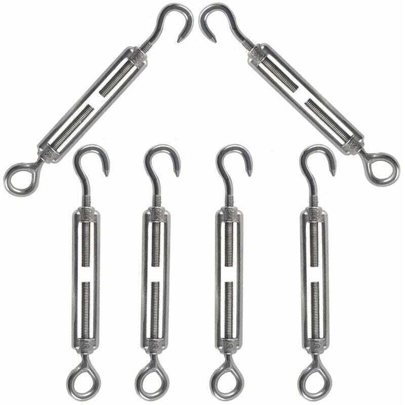 M5 Edelstahl 304 Haken- Und Ösen-kabelspanner, Verstellbarer Kabelspanner, Ideal Zum Spannen Von Stahldrähten, Antennen, Wäscheleinen Und Ketten (6 Stück - Crezuo) - Crezuo