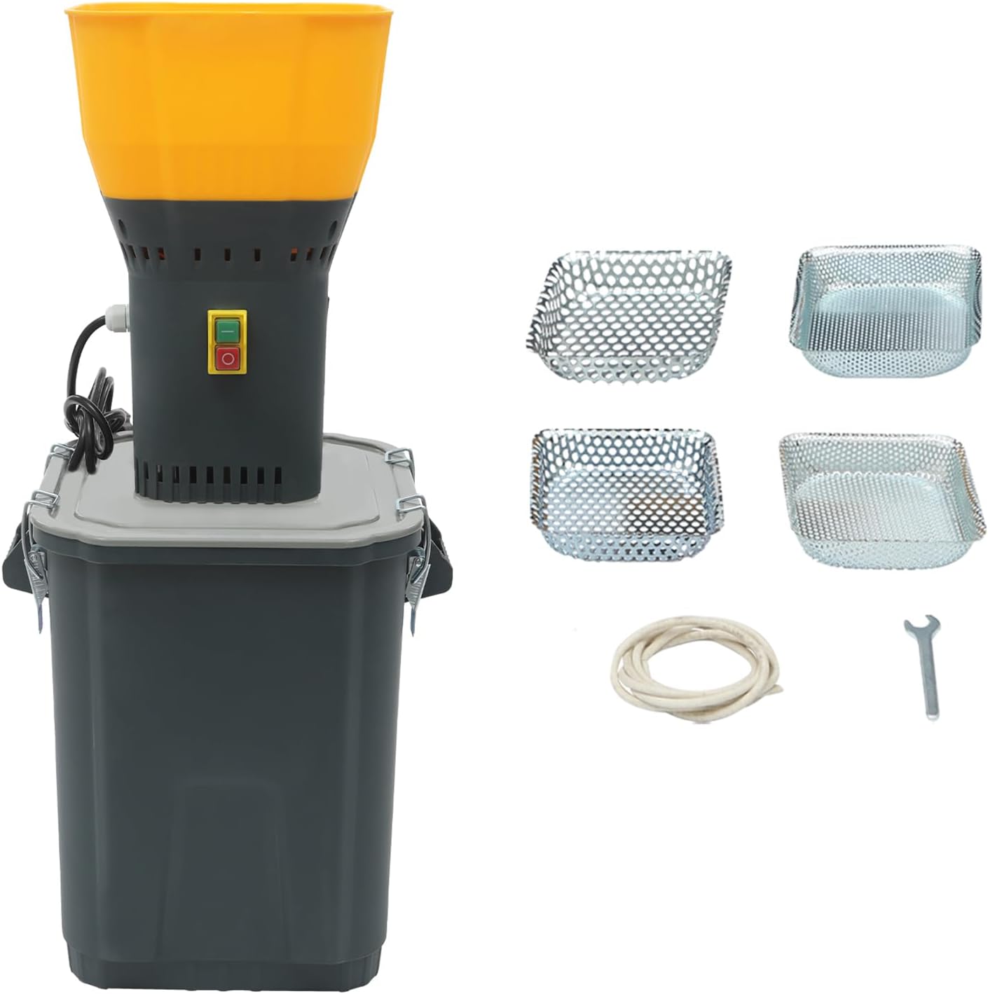 Elektrische Getreidemühle, Elektrische Gewürzmühle Mit 19.000 U/min, Inkl. 5 Sieben Und Schraubenschlüssel, 300 Kg/h Mahlleistung Für Weizen, Gerste, Mais, Hafer (1000 W, 30 L, 33 X 31 X 80 Cm)